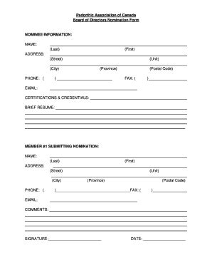 Fillable Online Pac Bod Nominations Form Fax Email Print Pdffiller