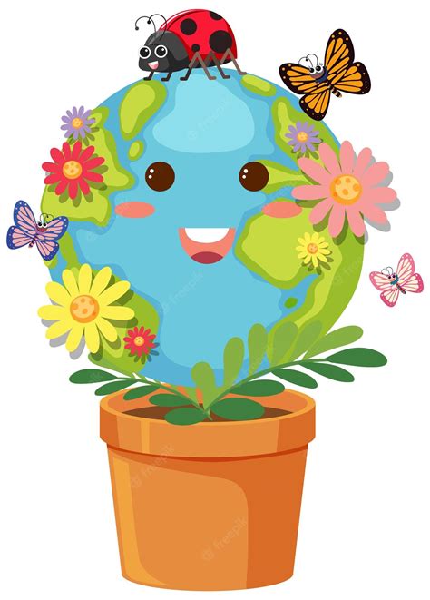 Premium Vector | Cute earth character with happy face expression