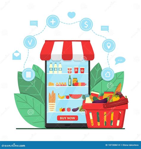 Online Grocery Shopping Concept Supermarket In Smartphone With Product