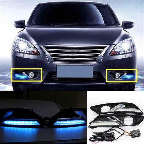 Amber Blue Led Drl For Nissan Sylphy Sentra 2012 2013 2014 2015 Daytime