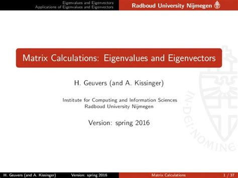 Pdf Matrix Calculations Eigenvalues And Eigenvectors Eigenvalues