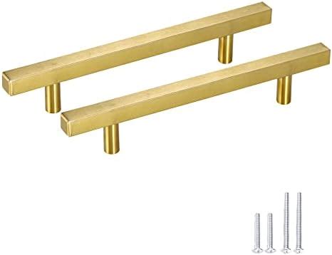 Meisax 10 Stück Schrankgriffe Gold 128mm Lochabstand Möbelgriffe Gold