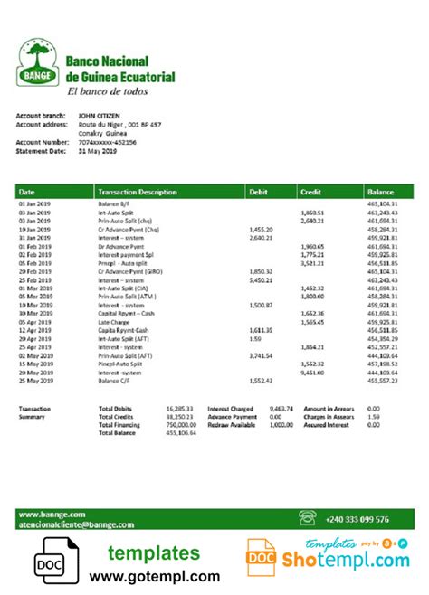 Equatorial Guinea The National Bank Of Equatorial Guinea Bank Statement