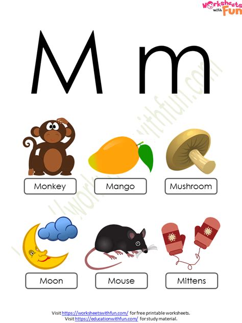 English Preschool Alphabet Letter M Concept