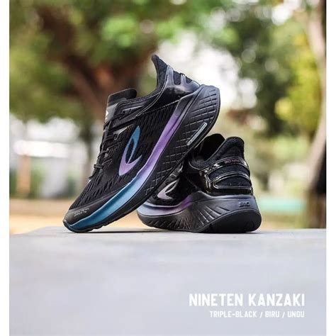 Jual Sepatu Lari Running Original Nineten Kanzaki Triple Black