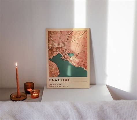 Faaborg Fyn Map Denmark Map Wooden Map Wood Citymap Street Map 3D