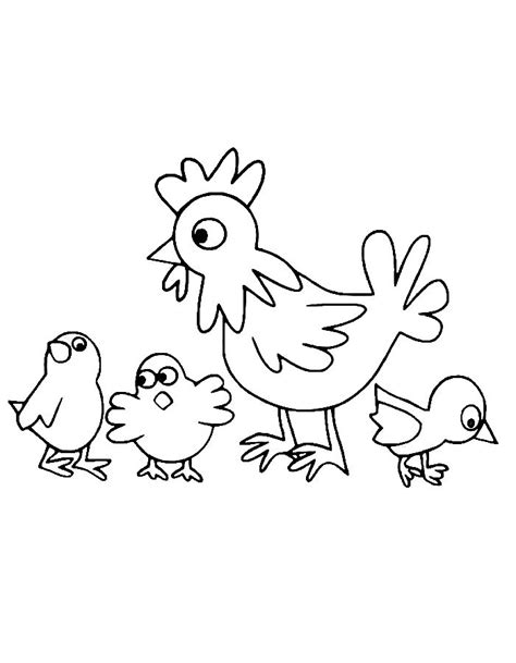 Hen and baby chicks for kids coloring page - Coloringus