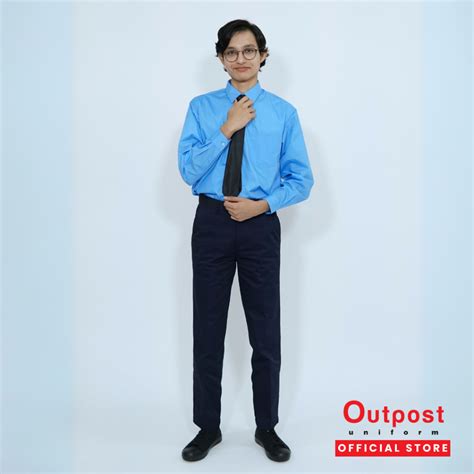 Outpost Kemeja Biru Pengawas Sekolah Lengan Panjang Baju Sekolah