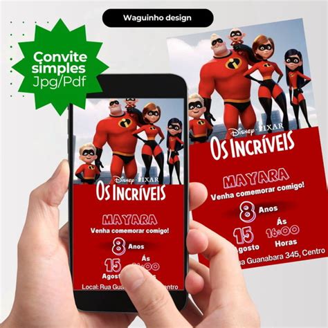 Convite Digital de Aniversario os Incríveis Elo7