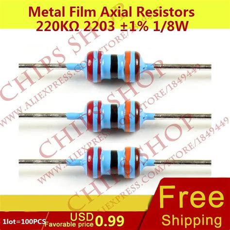 Lot Pcs Metal Film Axial Resistors Kohm W Ohm