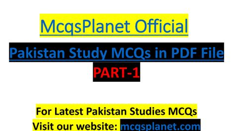 Pak Study Mcqs In Pdf Part