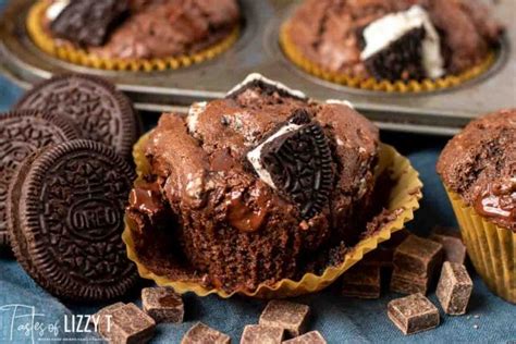 Oreo Double Chocolate Chip Muffins Recipe Tastes Of Lizzy T