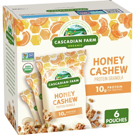 Cascadian Farm Organic Honey Cashew Protein Granola Pouches Oz