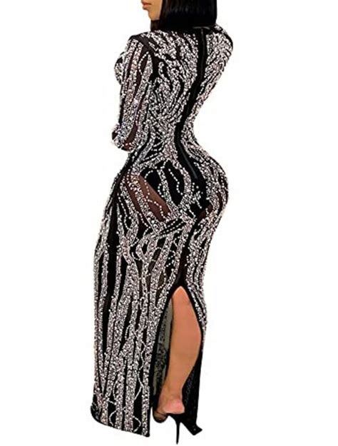 Buy Aro Lora Womens Sexy Glitter Rhinestones See Through Sheer Mesh