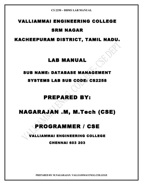 Dbms Lab Manual Chaurdhary Charan University Database Management