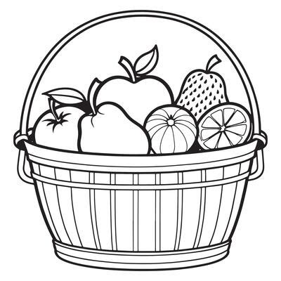 Fruit Basket Drawing Vector Art, Icons, and Graphics for Free Download