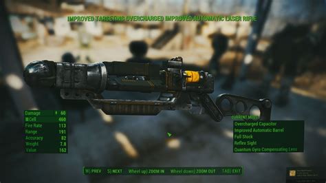 Fallout 4 Weapons Improved Targeting Overcharged Improved Automatic Laser Rifle Youtube