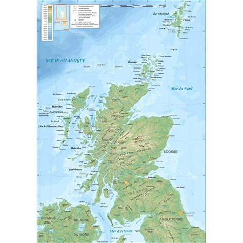 24x34in Scotland Topographic Map In French 【coated Paper】