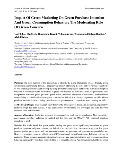 Pdf Impact Of Green Marketing On Green Purchase Intention And Green