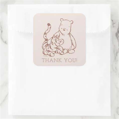 Classic Pooh Tigger First Birthday Thank You Square Sticker Zazzle