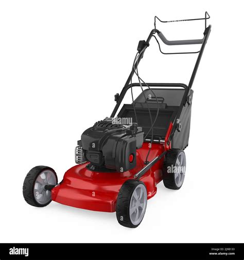 Red Lawn Mower Isolated Stock Photo Alamy