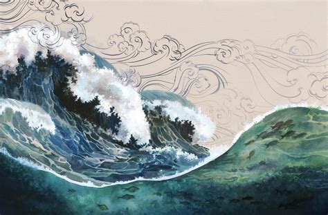 Ocean Wave | Wave art, Wave illustration, Art inspiration