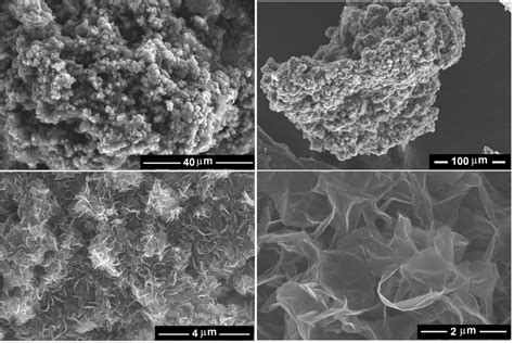 Secondary Electron Sem Images Of The Graphene Nanosheets Produced By