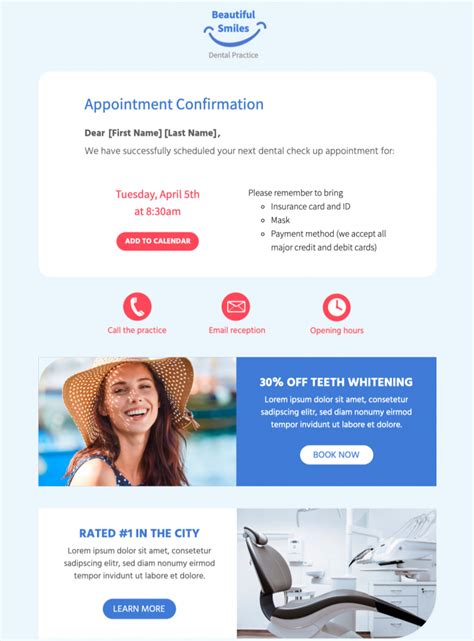 Appointment Confirmation HTML Email Template – Mail Designer – Create ...