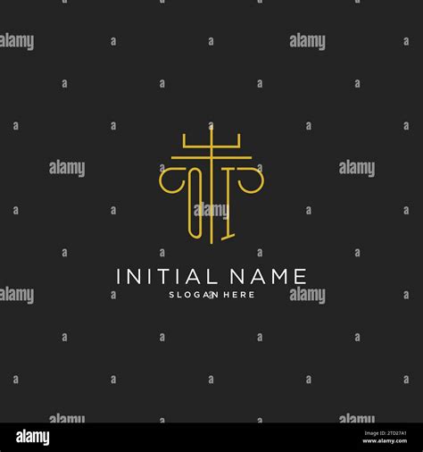 Oi Initial With Monoline Pillar Logo Style Luxury Monogram Logo Design