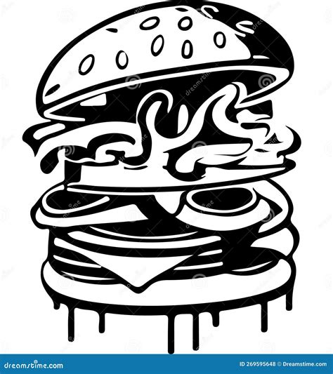 Fast Food Hamburger Vector Illustration for Vinyl Cutting Stock Vector