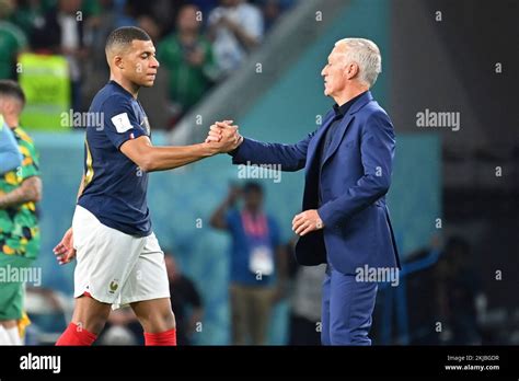 Coach Didier Deschamps Fra With Kylian Mbappe Fra Handshake Game 5 Group D France Fra