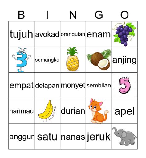 Indonesian Bingo Card