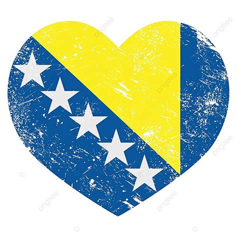 Bosnia And Herzegovina Retro Heart Flag Grunge Illustration Sarajevo