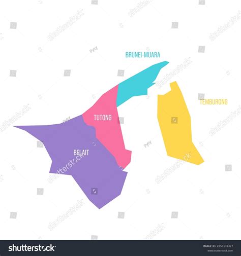 Brunei Political Map Administrative Divisions Districts Stock Vector (Royalty Free) 2250131327 ...