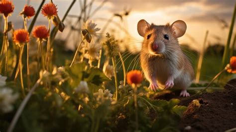 Premium AI Image | a field mouse in its natural habitat nibbling on a ...