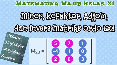 Minor Kofaktor Adjoin Dan Invers Matriks Ordo 3x3 Youtube