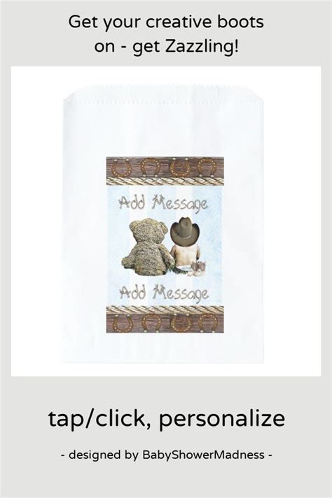 Lil Cowboy Baby Boy And Teddy Bear Baby Shower Favor Bag Zazzle