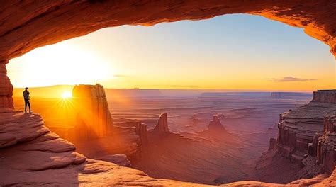 Premium Ai Image Sunrise At Mesa Arch In Canyonlands National Park