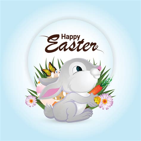 Happy easter greeting card with cute easter bunny and eggs 2155138 ...