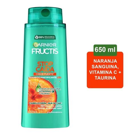 Shampoo 2 en 1 Garnier Fructis stop caída crece fuerte cabello débil