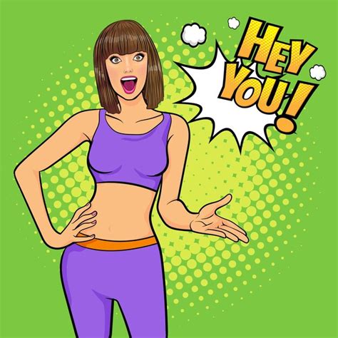 Premium Vector Surprised Beautiful Woman Look Something Pop Art Comic Style