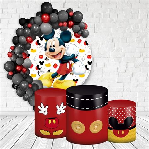 Kit Painel Redondo Trio Capa De Cilindro Mickey Mouse Elo7