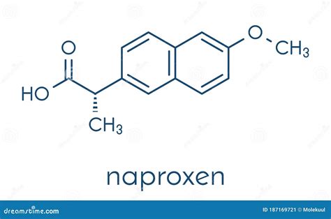 Naproxen Pain and Inflammation Drug NSAID Molecule. Skeletal Formula ...