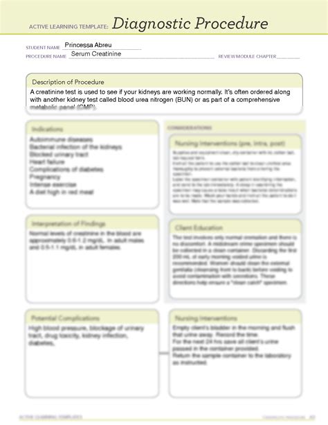 Active Learning Template Diagnostic Procedure