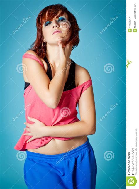 Hip Hop Woman Dancing In Studio Stock Image Image Of Hiphop People