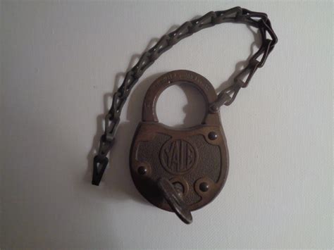 Vintage Brass Yale Towne Padlock With Chain Antique Lock W Key 14