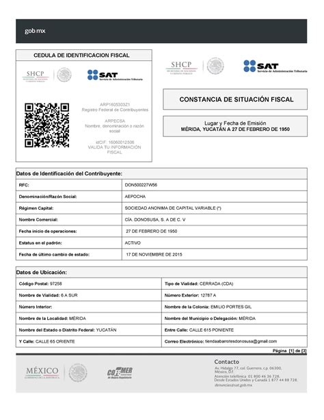 Rfc Constancia De Situacion Fiscal