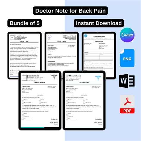 doctors note   pain template printable   word