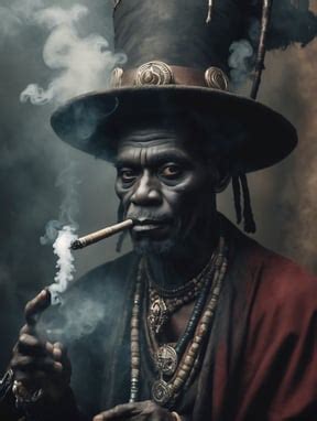 Premium Free Ai Images Traditional Voodoo Man Smoking Big Pipe Papa Legba