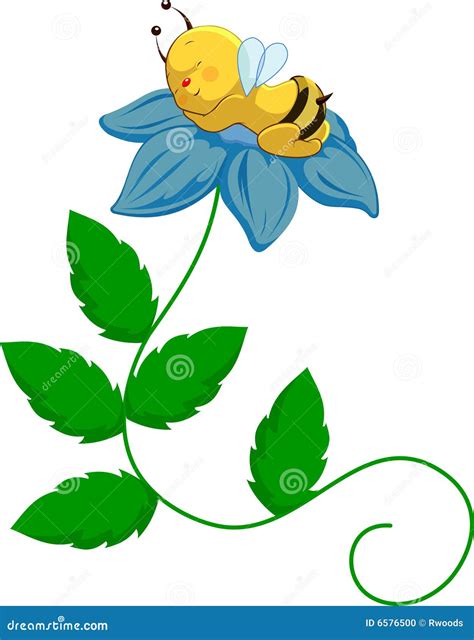 Baby Bee On Flower Vector Illustration | CartoonDealer.com #6576500